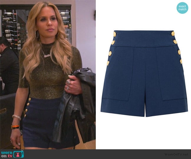 Alice + Olivia Donald Button Embellished Shorts worn by Jackie Goldschneider on The Real Housewives of New Jersey