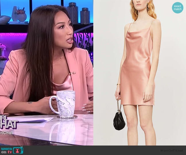 Alice + Olivia Harmony Satin Mini Dress worn by Jeannie Mai on The Real