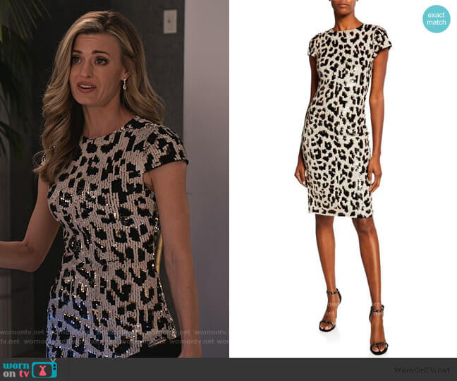 Alice + Olivia Nat Embellished Short-Sleeve Dress