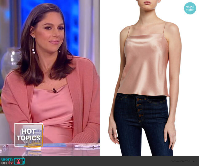 Alice + Olivia Harmon Drapey Satin Slip Tank worn by Abby Huntsman on The View