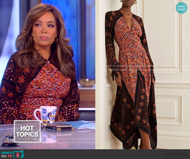 Altuzarra Northwest paneled floral-print silk crepe de chine dress worn by Sunny Hostin on The View