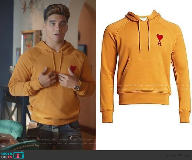 Ami Paris Heart Hoodie worn by Vivek Shah (Jordan Buhat) on Grown-ish