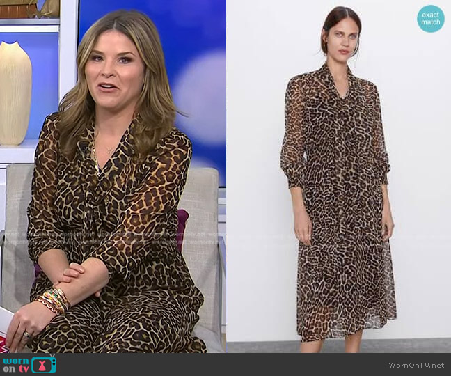 Zara Animal Print Dress worn by Jenna Bush Hager on Today