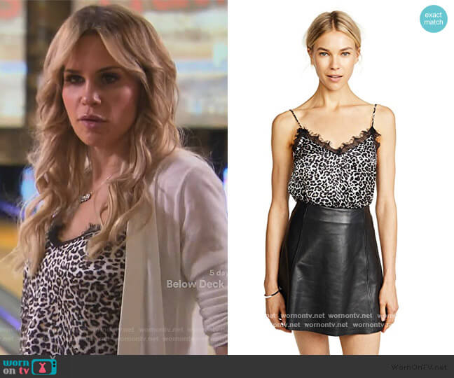 Anine Bing Leopard Silk Cami worn by Jackie Goldschneider on The Real Housewives of New Jersey