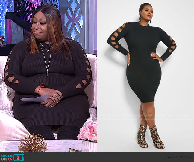 Ashley Stewart Cutout Sleedve Sweater Dress worn by Loni Love on The Real
