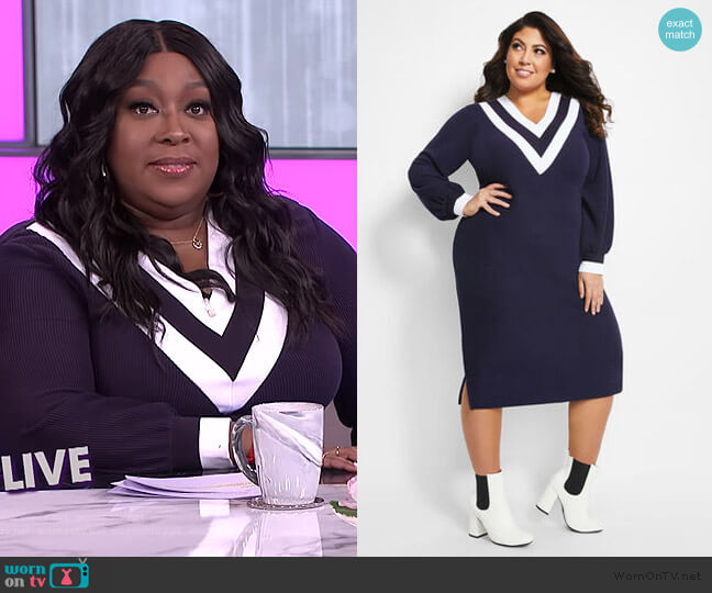 Ashley Stewart Varsity Dress worn by Loni Love on The Real