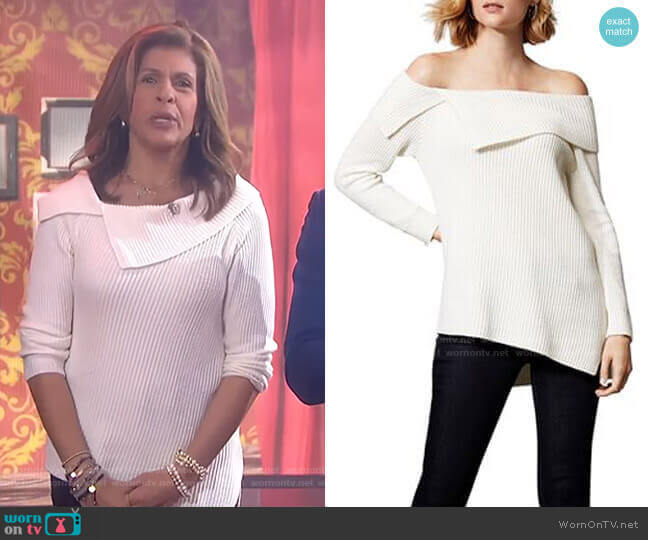 Karen Millen Asymmetric Off-the-Shoulder Sweater worn by Hoda Kotb on Today