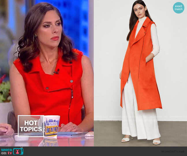 BCBGMAXAZRIA Iris Long Vest worn by Abby Huntsman on The View