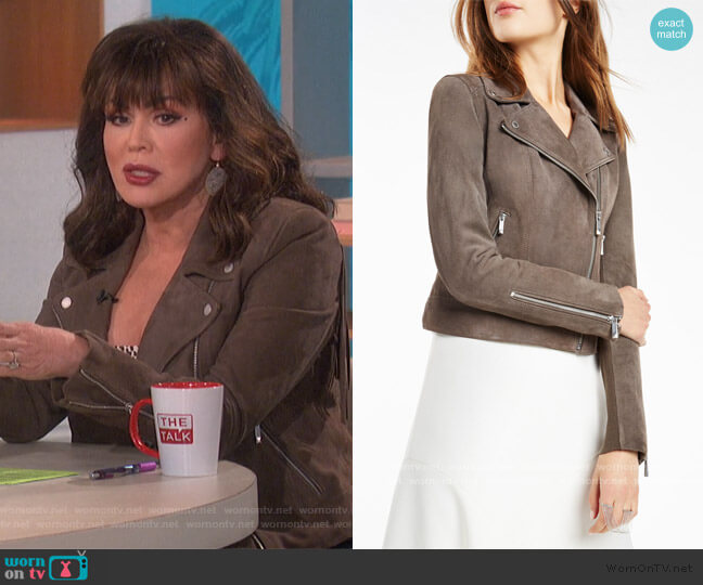 BCBGMAXAZRIA Santana Suede Jacket worn by Marie Osmond on The Talk