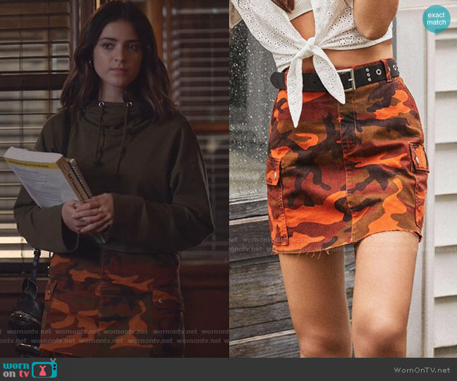 BDG Overdyed Camo Mini Skirt worn by Olive Stone (Luna Blaise) on Manifest