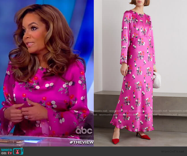 Bernadette Jane floral-print silk-satin maxi dress worn by Sunny Hostin on The View