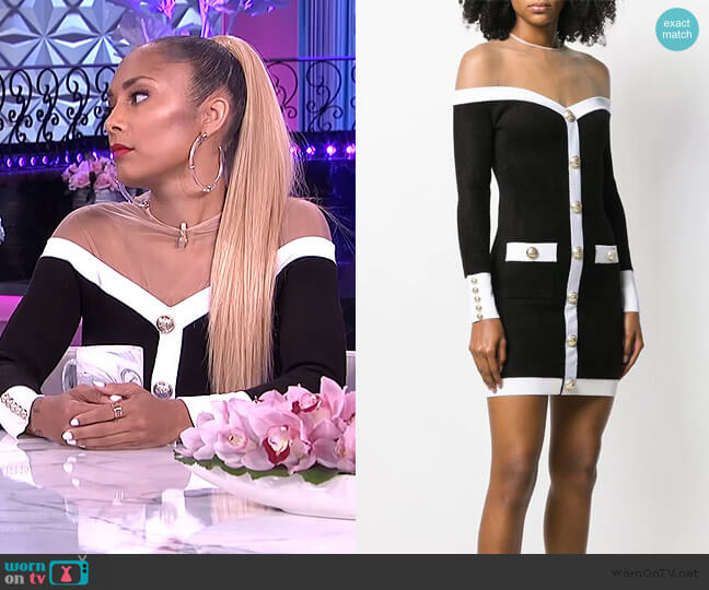 Balmain Off-the-shoulder Mini Dress worn by Amanda Seales on The Real