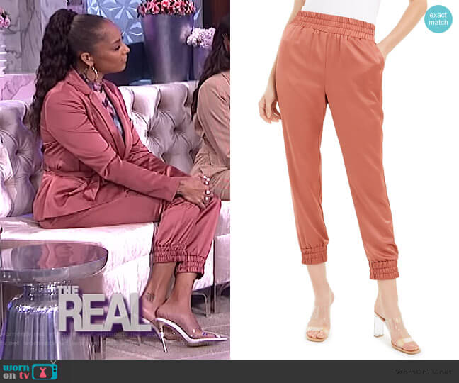 Bar lll Satin Jogger Pants worn by Amanda Seales on The Real