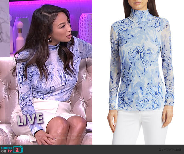 Baum und Pferdgarten Romance & Rituals Jodi Marble-Print Turtleneck Top worn by Jeannie Mai on The Real