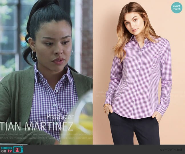 Brooks Brothers Gingham Stretch Cotton Poplin Shirt worn by Mariana Foster (Cierra Ramirez) on Good Trouble