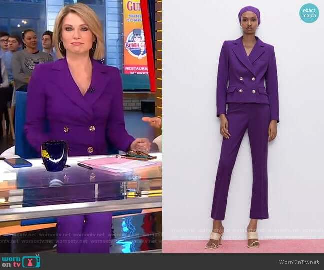 Zara Mini Flare Pants worn by Amy Robach on Good Morning America