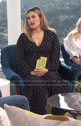 Carissa’s black polka dot v-neck dress on E! News Daily Pop