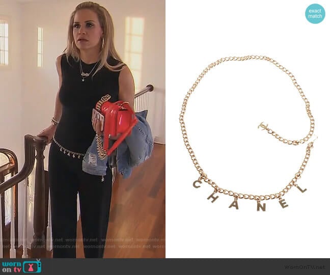 Chanel Letter Logo Belt worn by Jackie Goldschneider on The Real Housewives of New Jersey