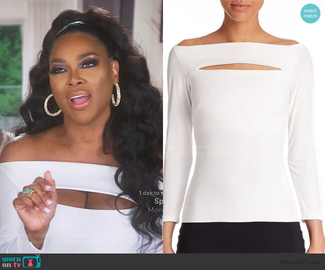 Chiara Boni La Petite Robe Katy Slit-Front Top worn by Kenya Moore on The Real Housewives of Atlanta