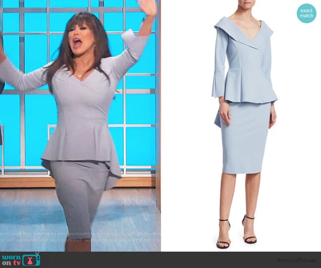 Chiara Boni La Petite Zoya Long-Sleeve Peplum Sheath Dress worn by Marie Osmond on The Talk