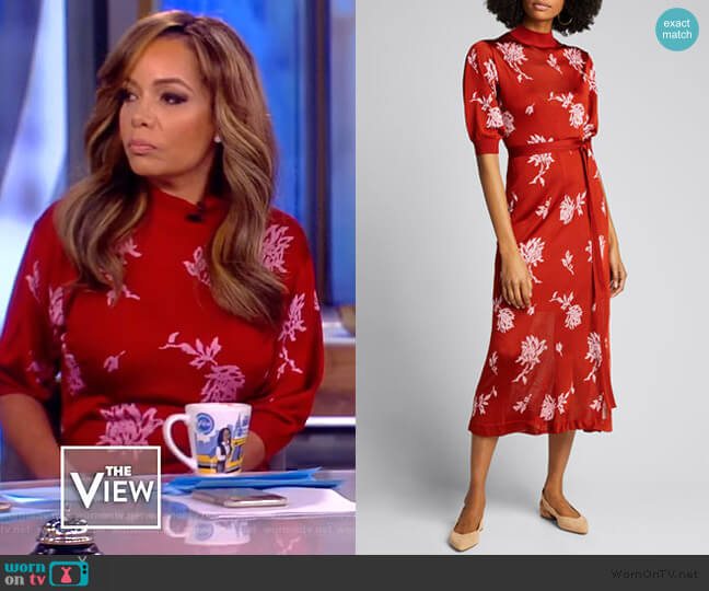 Chloe Embellished Floral Jacquard Midi Dress worn by Sunny Hostin on The View