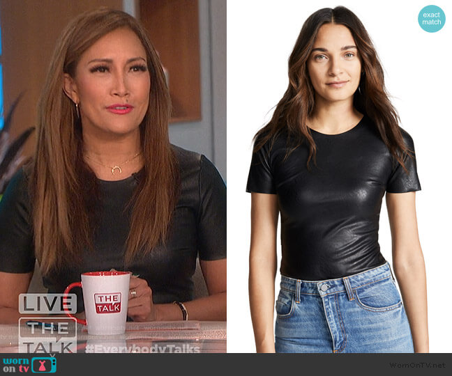 Commando Faux Leather Tee Bodysuit worn by Carrie Inaba on The Talk