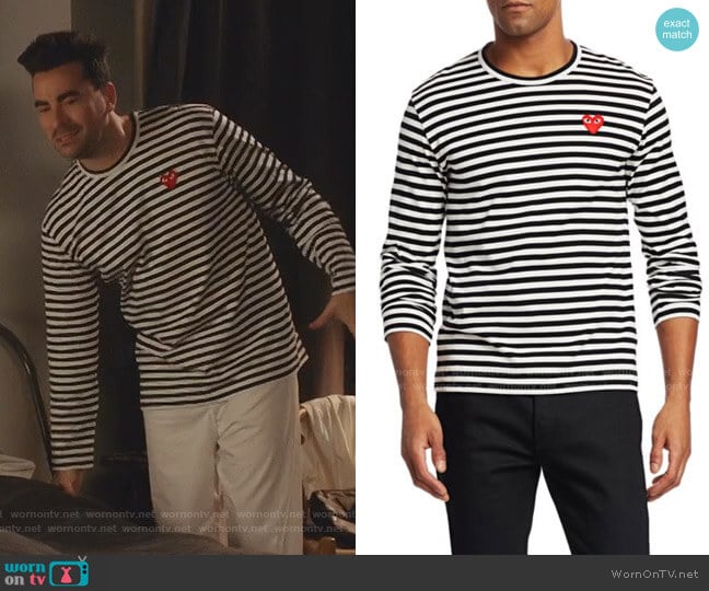 Comme des Garcons Play Mini Heart Long-Sleeve Cotton Tee worn by David Rose (Daniel Levy) on Schitts Creek