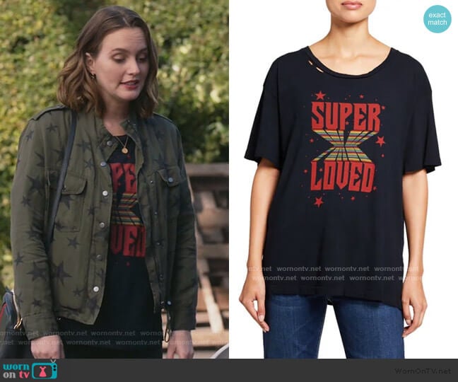 Current/Elliott The CG Distressed Cotton Graphic Tee worn by Angie (Leighton Meester) on Single Parents