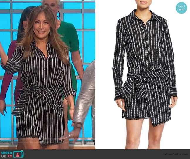 Derek Lam 10 Crosby Eunice Striped Shirt Dress worn by Carrie Inaba on The Talk