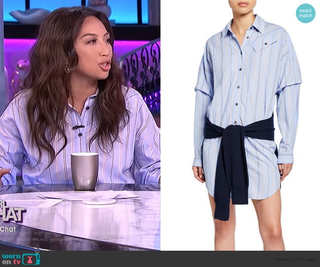 Derek Lam 10 Crosby Tie Waist Shirt Dress worn by Jeannie Mai on The Real