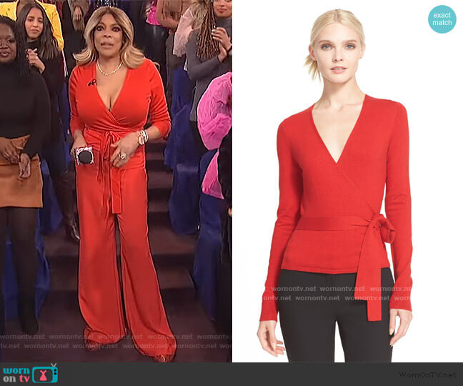 Diane von Furstenberg Ballerina Silk Wrap Sweater worn by Wendy Williams on The Wendy Williams Show