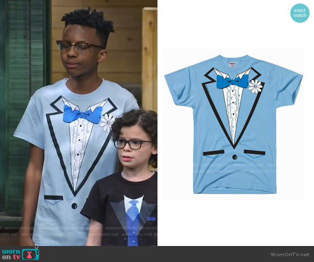 DirtyRagz Vintage Tuxedo Tux T Shirt worn by Noah Lambert (Israel Johnson) on Bunkd
