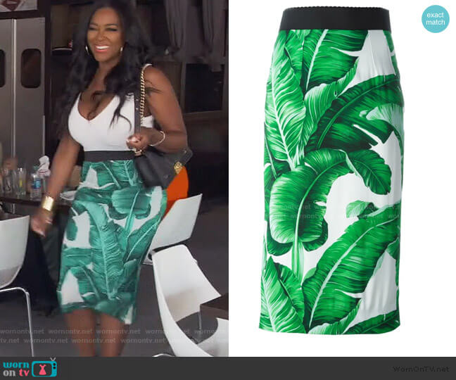 Dolce & Gabbana Banana Leaf Printed Skirt worn by Kenya Moore on The Real Housewives of Atlanta
