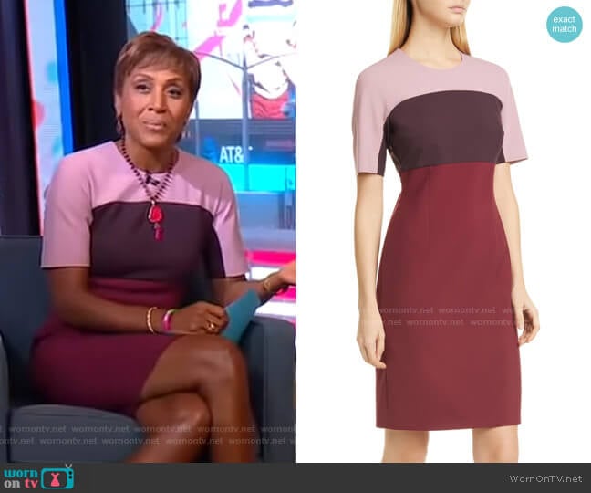 Boss Donena Colorblock Dress worn by Robin Roberts on Good Morning America