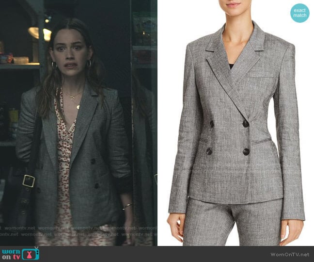 Theory Double Breasted Blazer worn by Love Quinn (Victoria Pedretti) on You