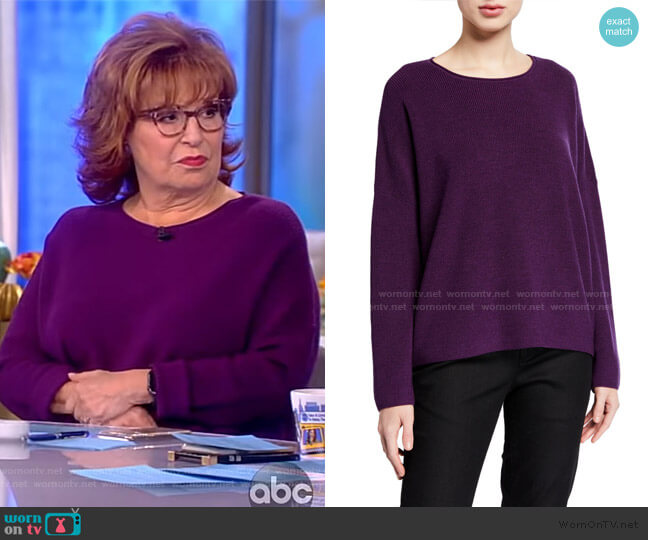Eileen Fisher Petite Boxy Fine Merino Wool Ribbed Sweater worn by Joy Behar on The View