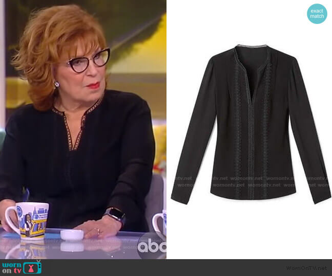 Elie Tahari Lace Trim V-neck Blouse worn by Joy Behar on The View