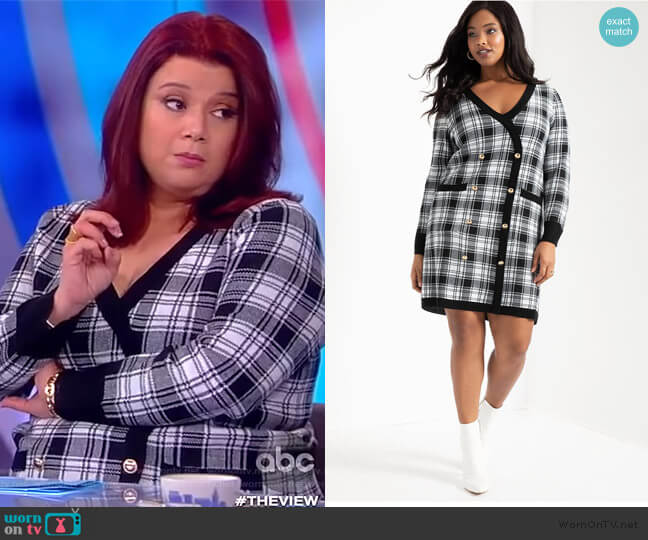 Eloquii Checkered Sweater Dress worn by Ana Navarro on The View