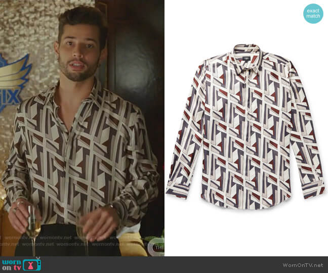 Fendi Logo-Print Silk-Twill Shirt worn by Sam Flores (Rafael de la Fuente) on Dynasty