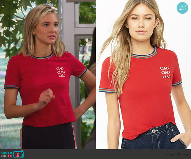 Forever 21 Ciao Ringer Tee worn by Katie Cooper (Isabel May) on Alexa & Katie