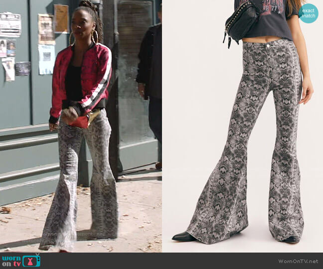 Free People Just Float On Printed Flare Jeans worn by Veronica Fisher (Shanola Hampton) on Shameless