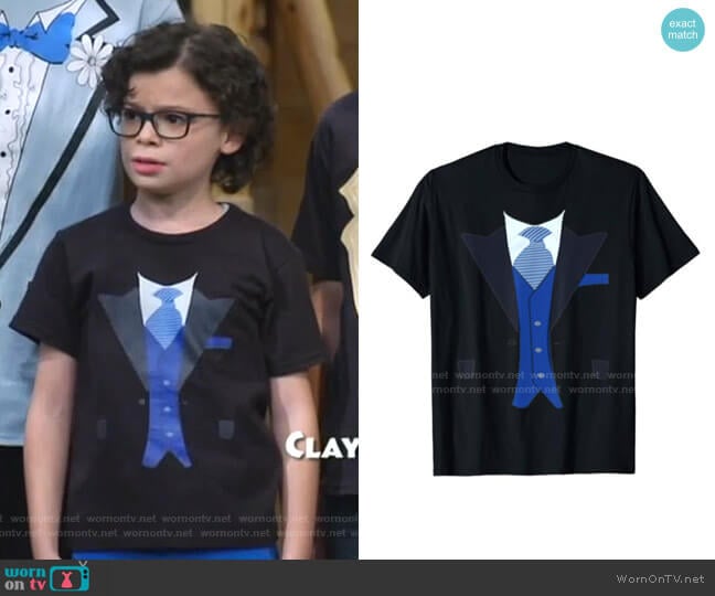 Tux Tees Fake Tuxedo Suit Top with Vest and Tie T-Shirt worn by Matteo Silva (Raphael Alejandro) on Bunkd
