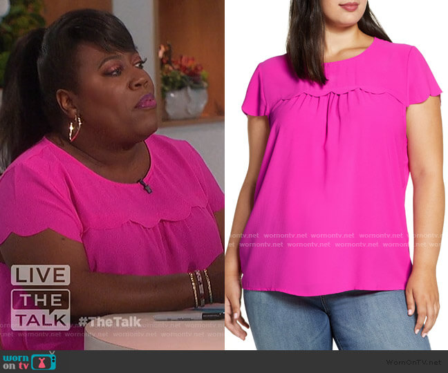 Gibson x Fall Refresh Fancy Ashley Woven Scallop Top worn by Sheryl Underwood on The Talk