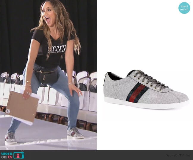 Gucci Bambi Metallic Trainer worn by Melissa Gorga on The Real Housewives of New Jersey