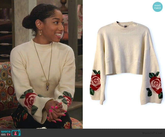 H&M Rose Sweater with Bell Sleeves worn by Reagan (Iman Benson) on Alexa & Katie