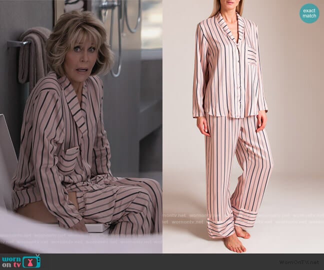 Hanro Maile Woven Pajamas worn by Grace (Jane Fonda) on Grace and Frankie