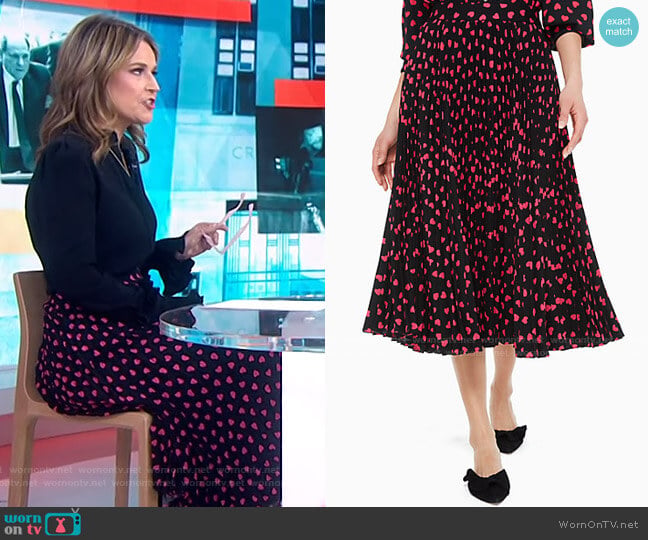 by Kate Spade Heartbeat Pleated Skirt worn by Savannah Guthrie on Today