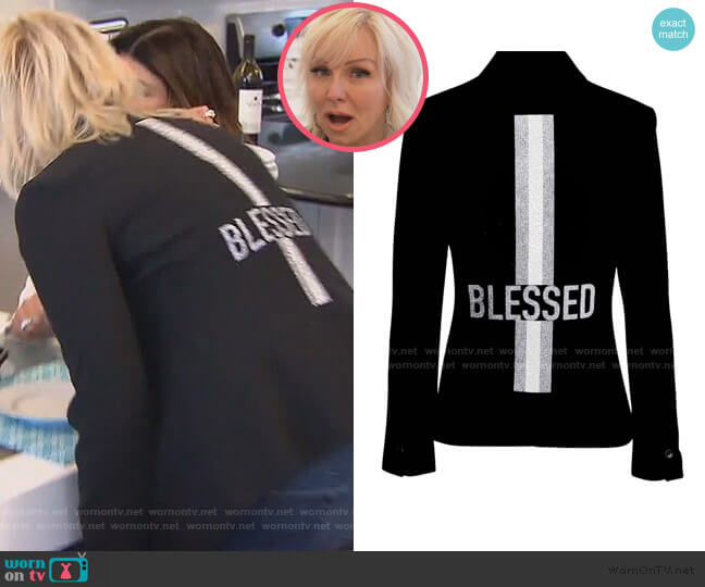 Hipchik Blessed with Silver Stripes Blazer worn by Margaret Josephs on The Real Housewives of New Jersey