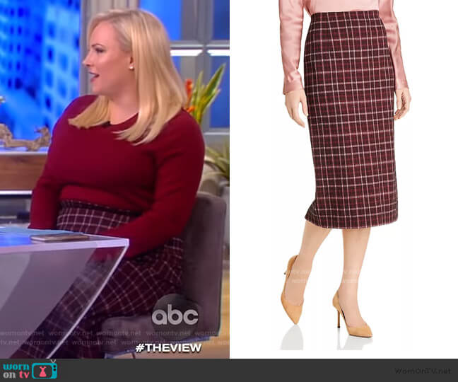 BOSS Vecka Plaid Pencil Skirt worn by Meghan McCain on The View