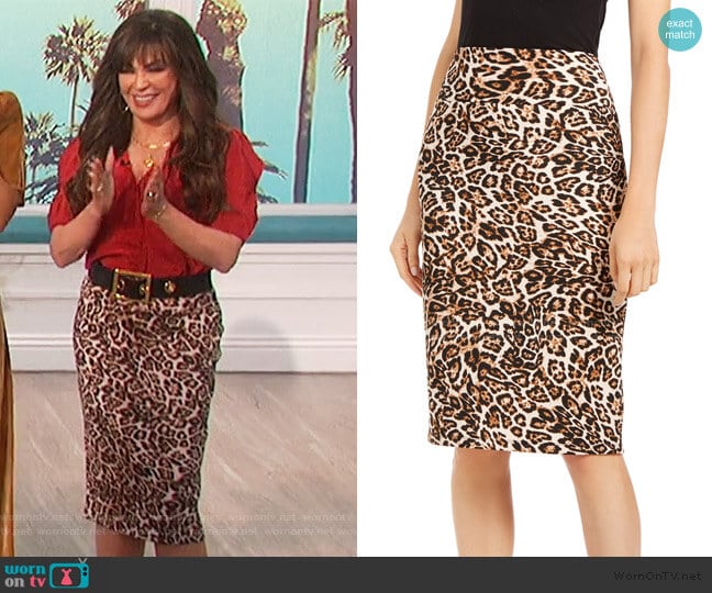 INC International Concepts Scuba Skirt in Leopard Print worn by Marie Osmond on The Talk